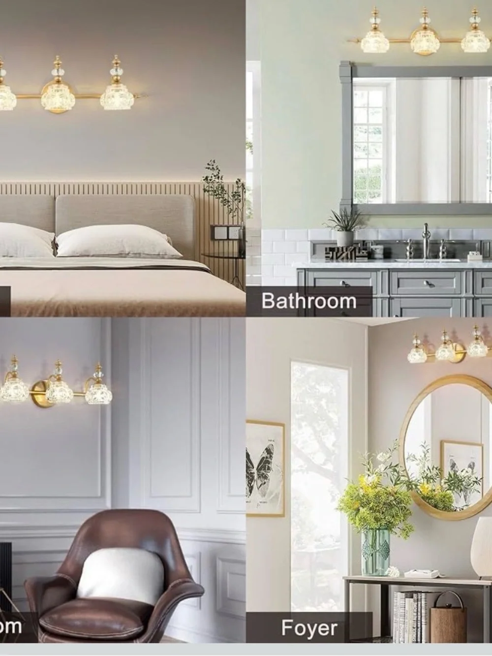 Bathroom Vanity Light Fixtures, Farmhouse Vintage Wall Sconce Lighting with G...
